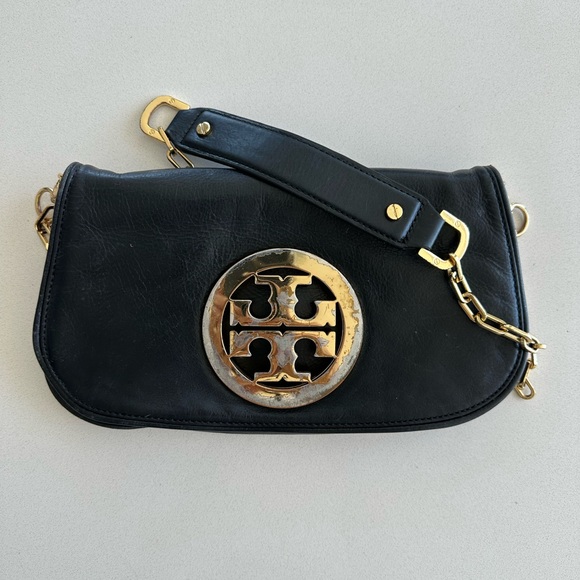 Tory Burch Black Leather Crossbody Bag With Gold Chain - Picture 10 of 10